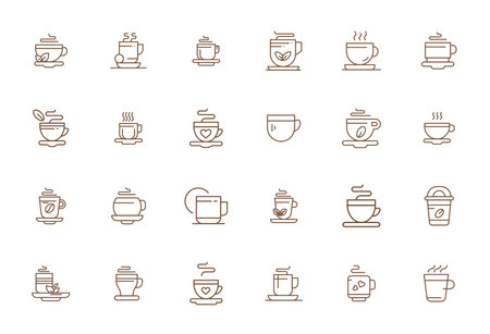 Vector pack with 24 Bold Line Display Perfect icons inspired by Morning Drink, delivered in Retina Ready resolution ideal for scalable and creative design work.のイラスト素材