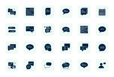 Essential pack of 24 Grid Fitted vector icons for Comment Section in Filled format, sized at High Resolution for optimal performance and scalability.のイラスト素材