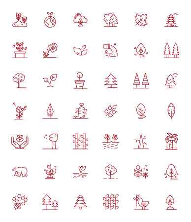 Collection of 42 Bold Line Pixel Optimized vector icons for Ecosystem, designed in 64x64 format for clarity and versatility.のイラスト素材