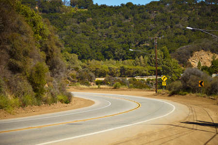 Road through the hills in Malibu California