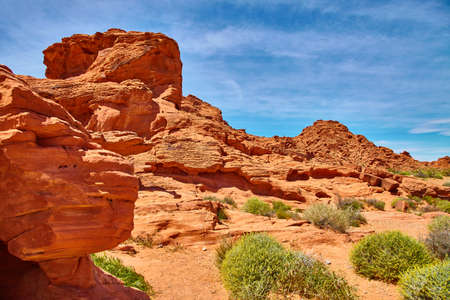 Incredibly beautiful landscape in Southern Nevada, Valley of Fire State Park, USAの写真素材