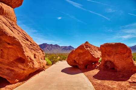 Incredibly beautiful landscape in Southern Nevada, Valley of Fire State Park, USAの写真素材