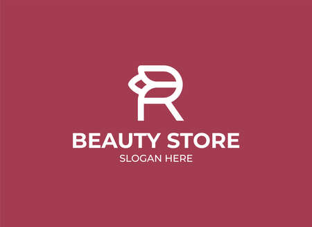 R letter logo design with rose vector illustration. Creative and elegant icon with letter Rのイラスト素材