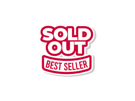 Sold Out Label Sticker Modern. Red Text Rubber Stamp Ink - Vector. vintage badge label sold outのイラスト素材