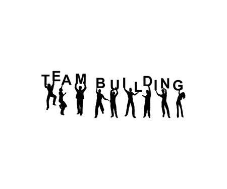 Team building concept. Group of people gather and work together to get good business results. Idea of communication and cooperation. Isolated flat vector illustrationのイラスト素材