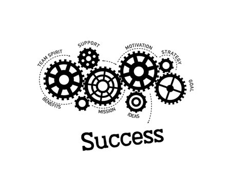 Great things require teamwork Motivational Quote with Gears Illustrationのイラスト素材