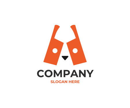 abstract dog face with knife, suitable for chef restaurant or company logoのイラスト素材