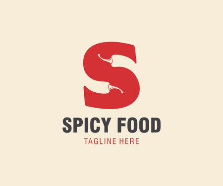 Red Chili Pepper Letter S Logo Design Templateのイラスト素材