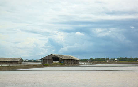 Salt pan Samut songkram Thailandの写真素材