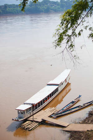 a boat of ChanTaWin resort, Luang pra bang, Laos Oct 02 2012のeditorial素材