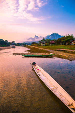 Song River at Wangweang Laosの写真素材