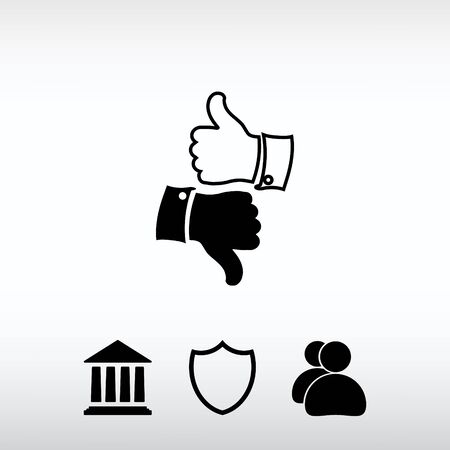 thumb up icons, vector illustration. Flat design styleのイラスト素材