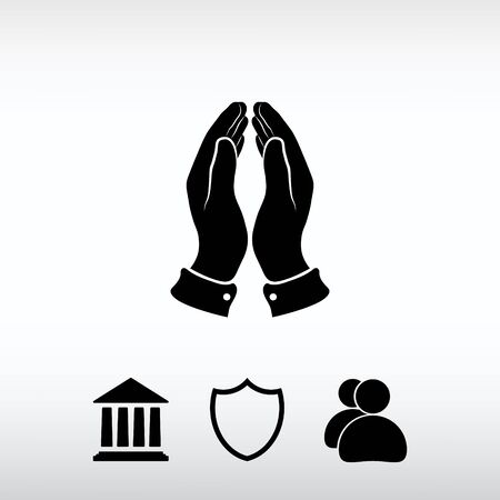 Praying hands icon, vector illustration. Flat design styleのイラスト素材