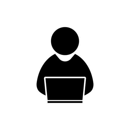 people with computer, person with laptop icon. One of set web iconsのイラスト素材