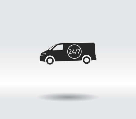 Curgu icon, Delivery 24 hours a day and 7 days a week icon, vector illustration. Flat designのイラスト素材