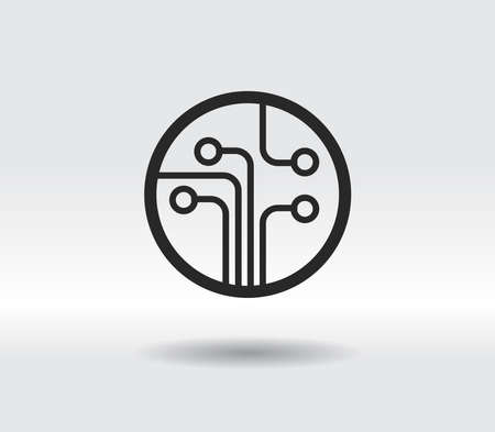 Circuit board, technology icon, vector illustration. Flat design styleのイラスト素材