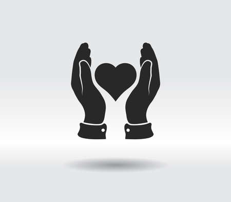 heart in hand icon, vector illustration. Flat design styleのイラスト素材