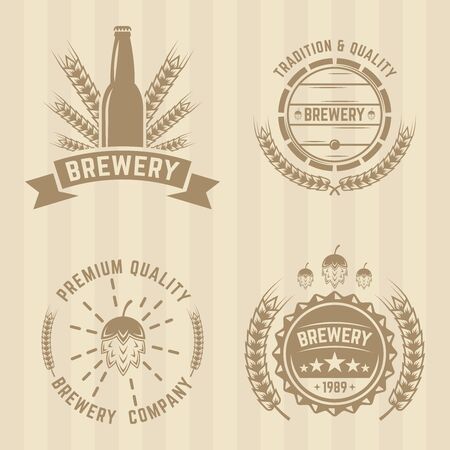 Brewery set of vector colord labelsのイラスト素材