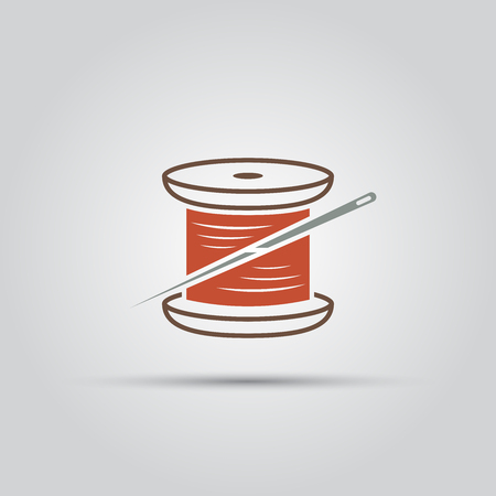 spool of thread and needle isolated vector colored iconのイラスト素材