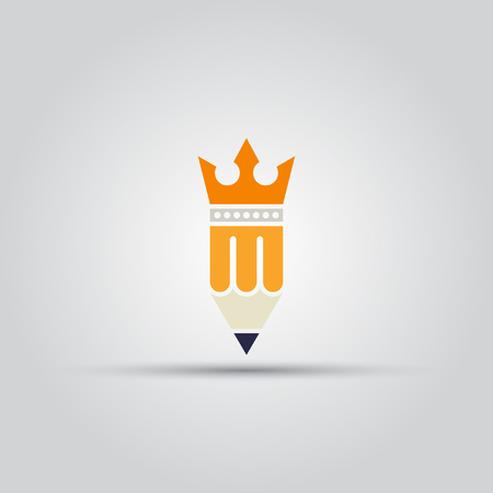Pencil with crown isolated vector colored icon on a white background.のイラスト素材