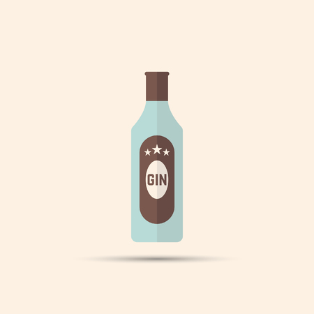 bottle of gin vector colored flat icon on bright backgroundのイラスト素材