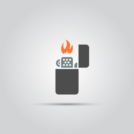 Open lighter with flame isolated vector colored iconのイラスト素材