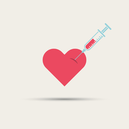 Syringe in the heart isolated vector abstract iconのイラスト素材