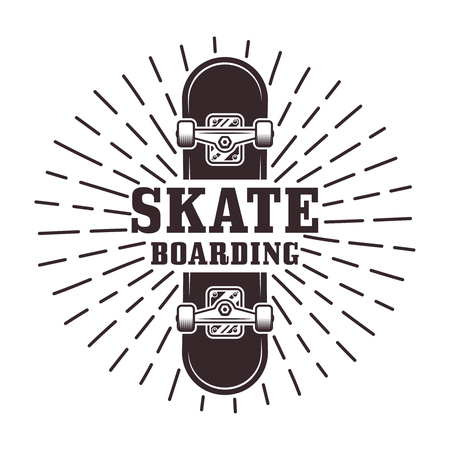 Skateboarding vector stamp or label with rays and textのイラスト素材