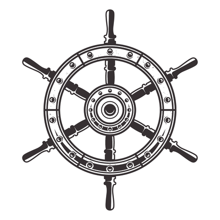 Ship steering wheel in vintage style vector illustrationのイラスト素材