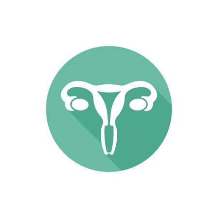 Uterus isolated vector round flat icon with long shadowのイラスト素材
