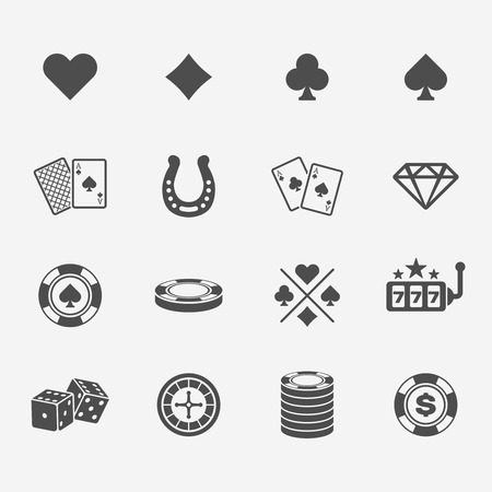 Set of poker club and gambling casino black iconsのイラスト素材