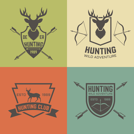 hunting club set of vector vintage labels badges emblems hunting logos free