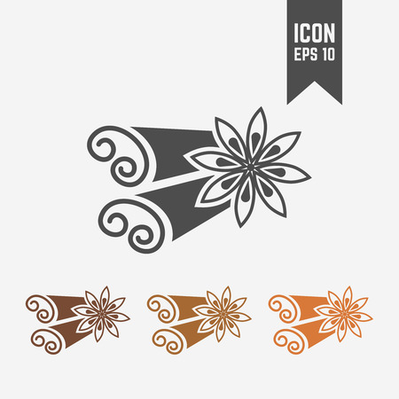 Cinnamon isolated vector black icon and its color versionのイラスト素材