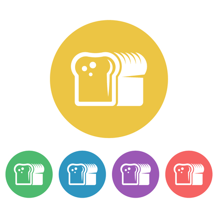 Bread set of vector colored round iconsのイラスト素材