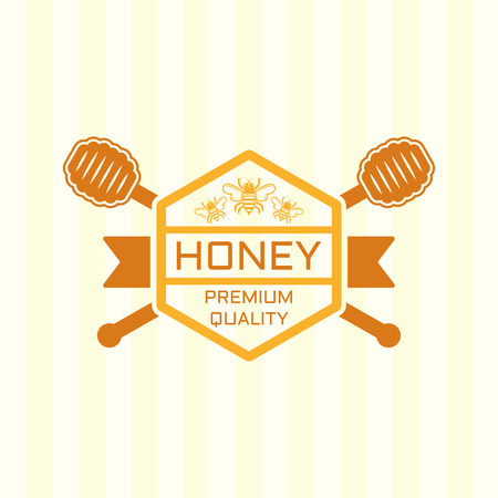 Honey premium product isolated vector colored label, badge or design elementのイラスト素材