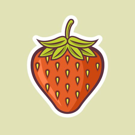 Strawberry fruit bright colored flat vector illustrationのイラスト素材