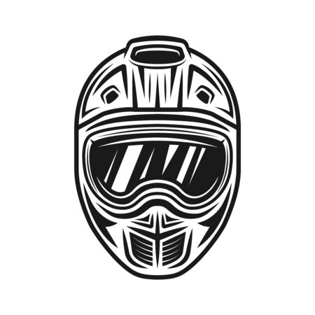 Motocross helmet vector black object or design element isolated on white backgroundのイラスト素材