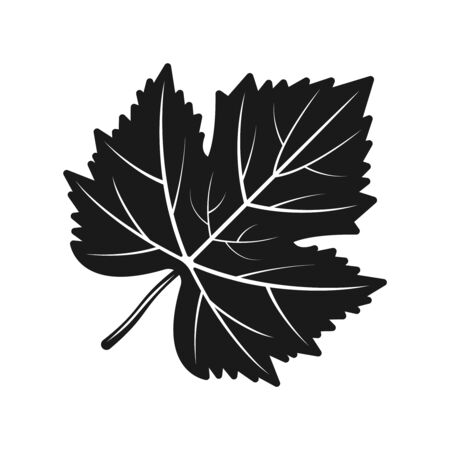 Grape leaf vector black silhouette object or design element isolated on white backgroundのイラスト素材
