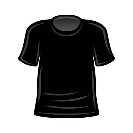 Blank black t-shirt vector template for presenting your apparel print design. Illustration isolated on white backgroundのイラスト素材