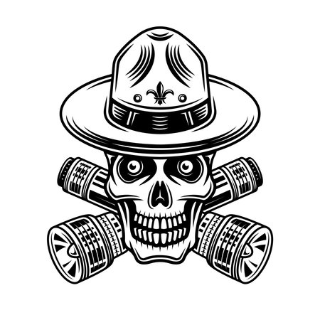 Skull of boy scout with flashlights vectorのイラスト素材