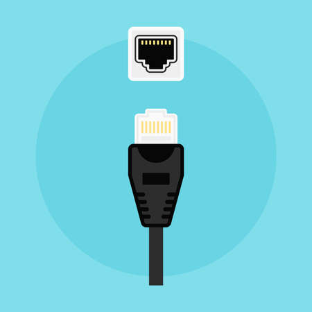connector and network socket vector colored flat illustrationのイラスト素材