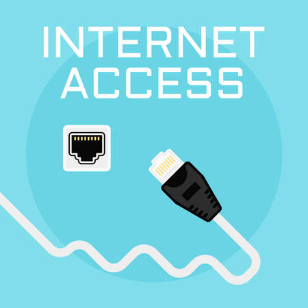 internet cable and network socket vector. Internet access colored flat illustrationのイラスト素材