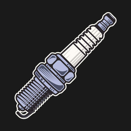 Spark plug vector colored illustration in cartoon style isolated on dark backgroundのイラスト素材