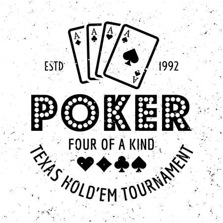 Poker and casino vector gambling emblem, badge, label   on textured backgroundのイラスト素材