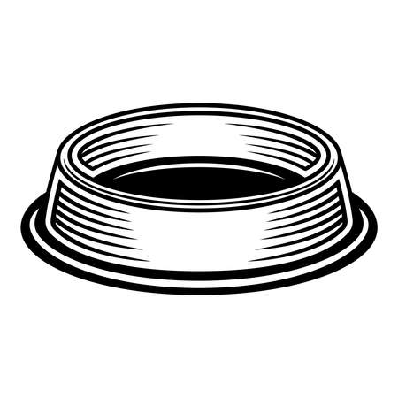 Pet bowl empty vector object or design element in vintage monochrome style isolated on white backgroundのイラスト素材