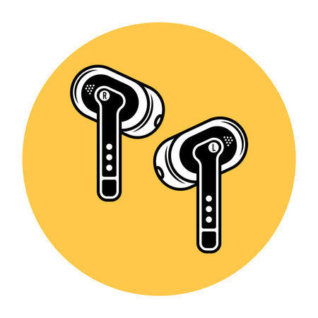 Wireless headphones round colored icon isolated on white backgroundのイラスト素材