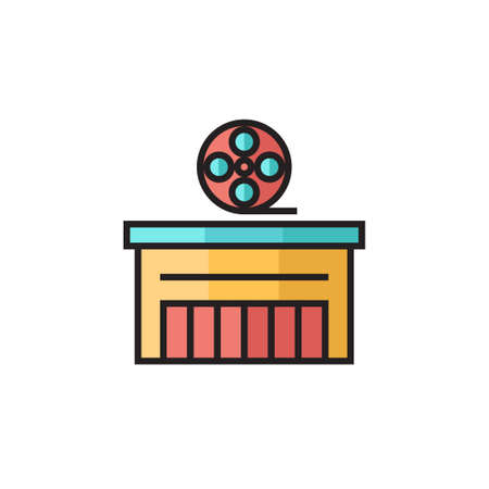 cinema building icon vector illustration filled outline designのイラスト素材
