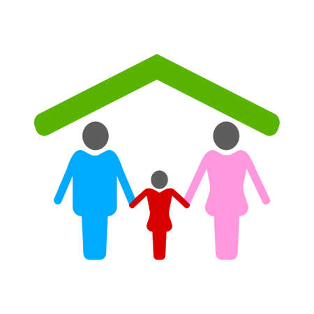 family icon - people silhouette, father mother child illustration - parent setのイラスト素材