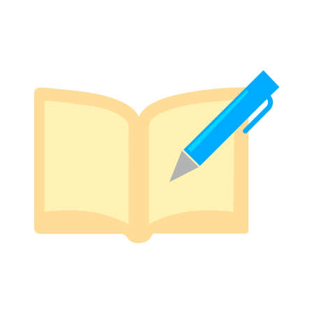 vector book with pen sign, education icon - business symbol isolatedのイラスト素材
