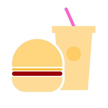 Hamburger sign icon. Fast food symbol. Junk food. Colorful flat shapes. flat hamburger icon design. Vectorのイラスト素材